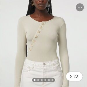 The Line by K Cream Button-Accent Bodysuit